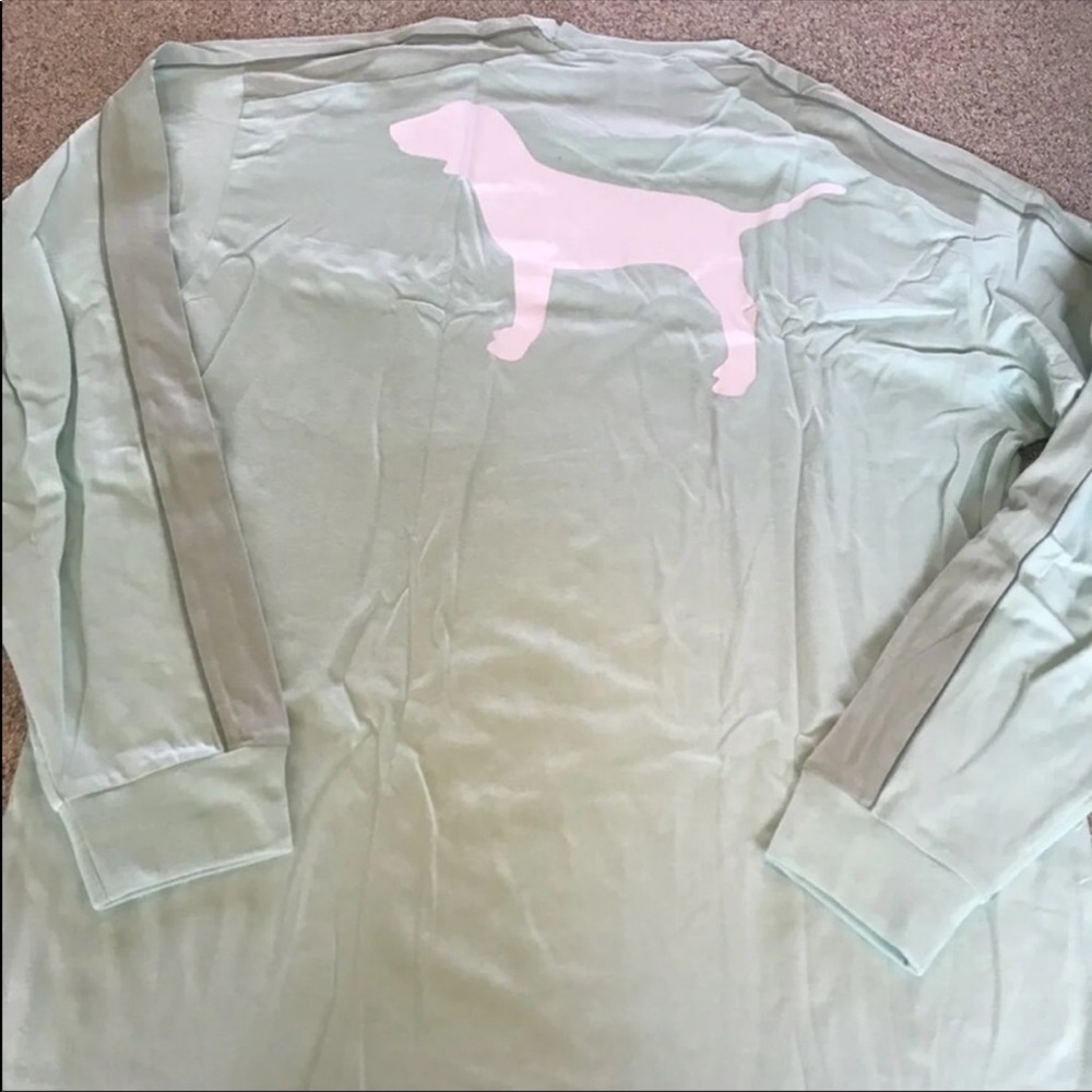 VS PINK LONG SLEEVE CAMPUS TEE MINT SZ M - Picture 2 of 5